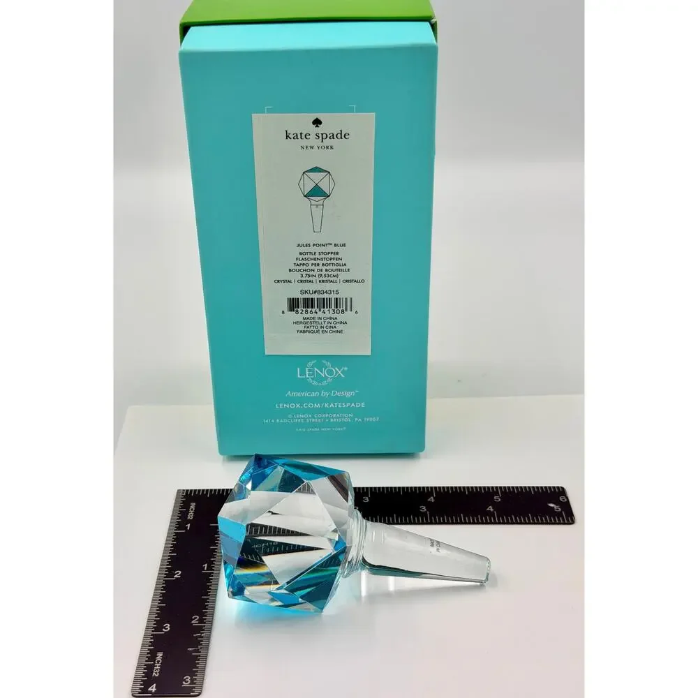 LENOX Kate Spade New York Faceted JULES POINT Blue Crystal Bottle Stopper